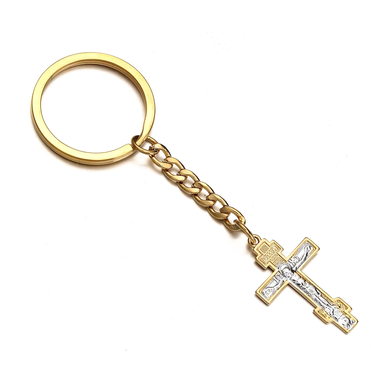 Porte-clés Croix Orthodoxe Éternelle en Acier Inoxydable