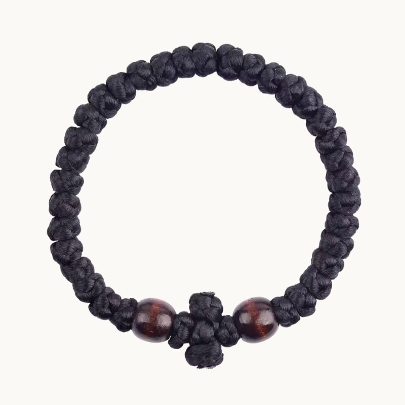 Bracelet chotki orthodoxe à 33 noeuds sur fond clair