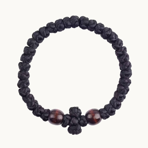 Bracelet chotki orthodoxe à 33 noeuds sur fond clair