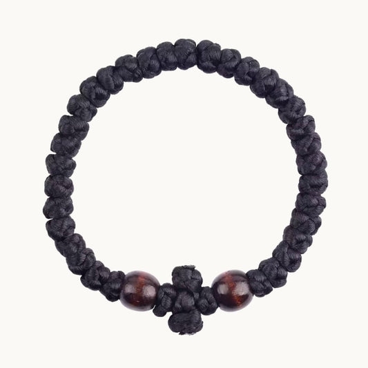 Bracelet chotki orthodoxe à 33 noeuds sur fond clair