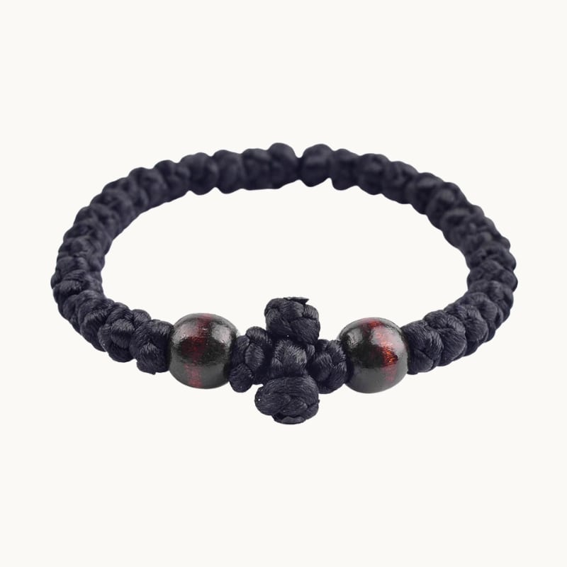Komboskini noir en bracelet pour la prière de Jésus