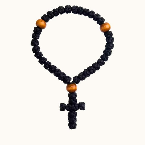 Chapelet orthodoxe noir avec perles en bois, 33 grains