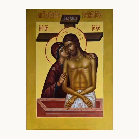 Icône orthodoxe du Christ de la Pitié avec la Vierge Marie – style byzantin traditionnel