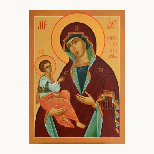 Icône orthodoxe byzantine de la Vierge Marie tenant l’Enfant Jésus