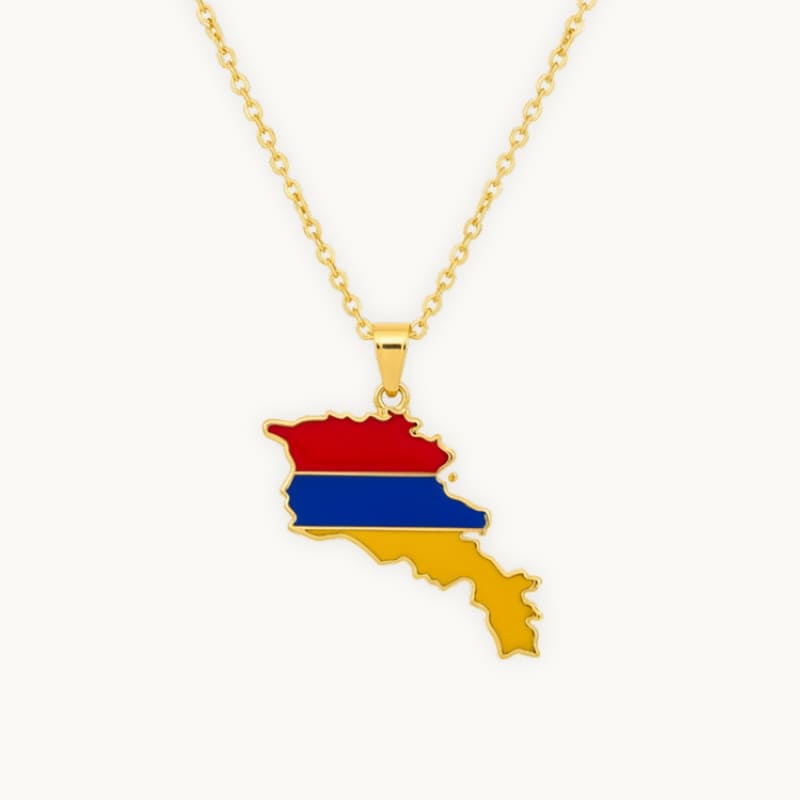 Pendentif du drapeau de l'Arménie avec chaine et contours en or
