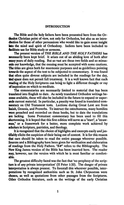 The Bible and the Holy Fathers for Orthodox