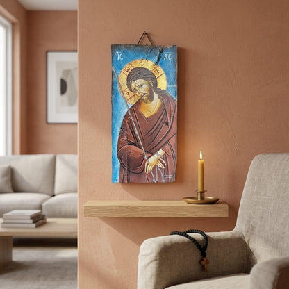 Ikone Christus Nymphios — Dornenkrone und Goldhalo 24 Karat