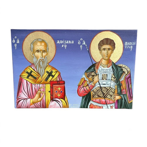 Ikone der Heiligen Alexander von Konstantinopel und Demetrios — Doppelporträt
