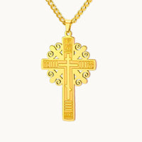 Collier Croix Orthodoxe Serbe en Finition Or