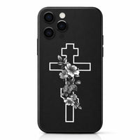 Coque iPhone avec Croix Orthodoxe en Fleurs