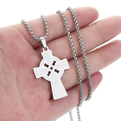 Anhänger Armenisches Kreuz Silberfarben mit Knotenmuster — Edelstahl