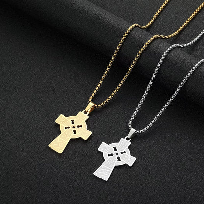 Anhänger Armenisches Kreuz Silberfarben mit Knotenmuster — Edelstahl