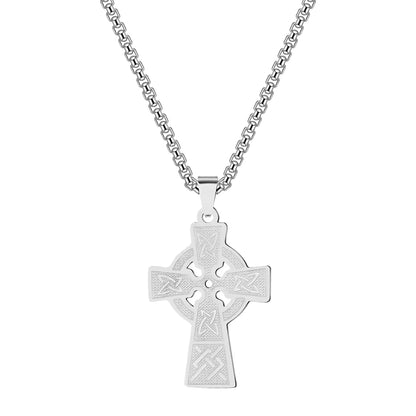 Anhänger Armenisches Kreuz Silberfarben mit Knotenmuster — Edelstahl