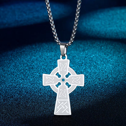Anhänger Armenisches Kreuz Silberfarben mit Knotenmuster — Edelstahl