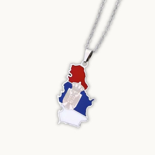 Pendentif du drapeau serbe en argent avec l'aigle bicéphale