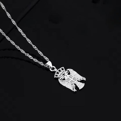 Collier serbe avec symbole aigle bicéphale en argent