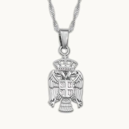 Pendentif aigle bicéphale serbe en argent - bijou serbe élégant