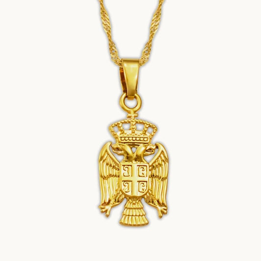 Pendentif symbole aigle serbe en or - bijou serbe élégant