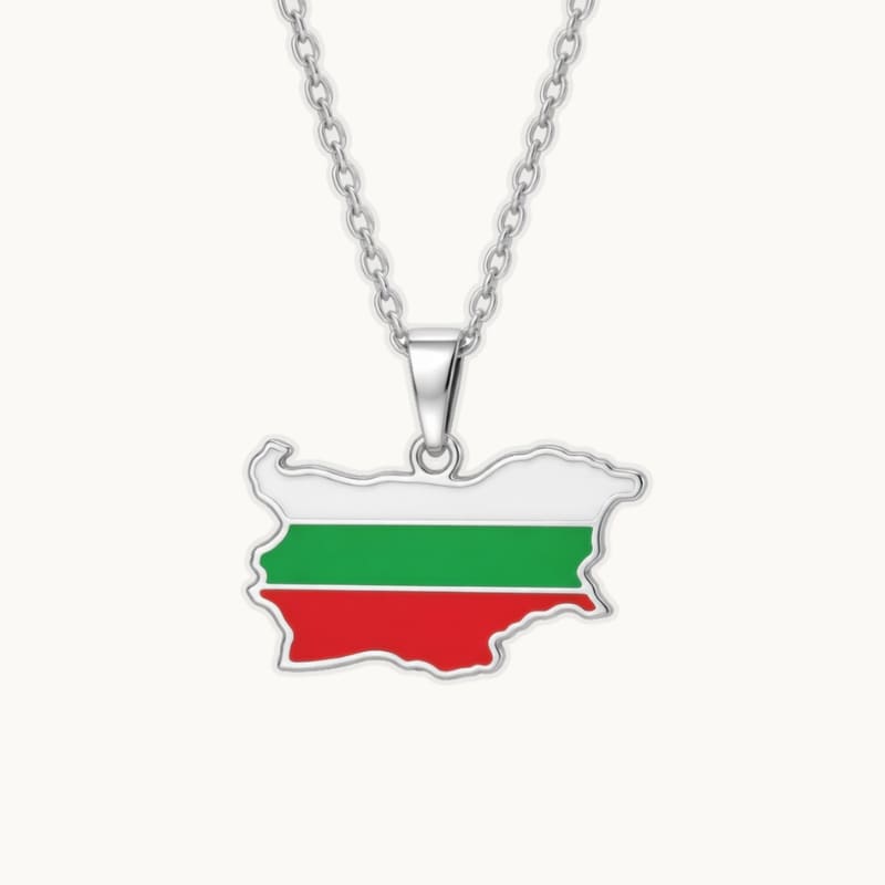 Pendentif du pays Bulgarie en argent avec les couleurs du drapeau