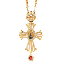 Halskette mit Vergoldetem Brustkreuz und Ikone — Byzantinischer Stil, Lange Kette