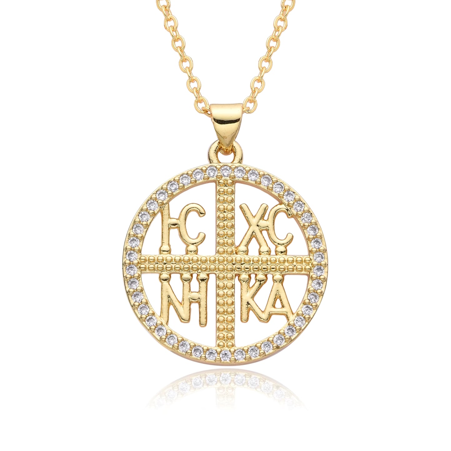 Médaillon "IC XC NIKA" Idée Cadeau, Plaqué Or