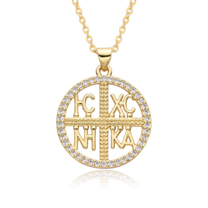 Médaillon "IC XC NIKA" Idée Cadeau, Plaqué Or