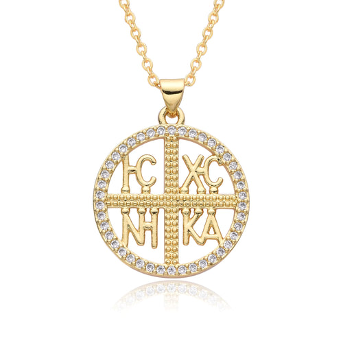 Médaillon "IC XC NIKA" Idée Cadeau, Plaqué Or