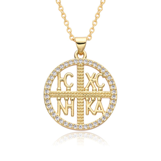 Médaillon "IC XC NIKA" Idée Cadeau, Plaqué Or
