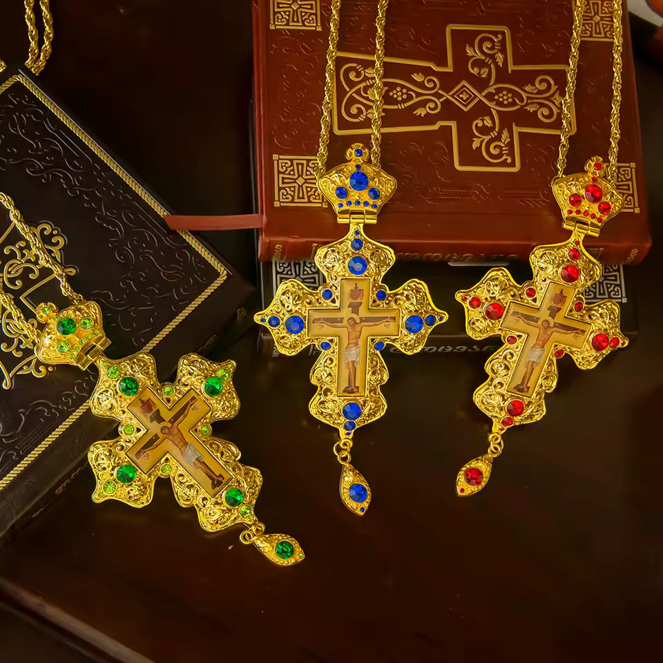 Pendentif Croix Orthodoxe Orientale Ajourée en Alliage — Bijou de Prière et Cadeau Religieux