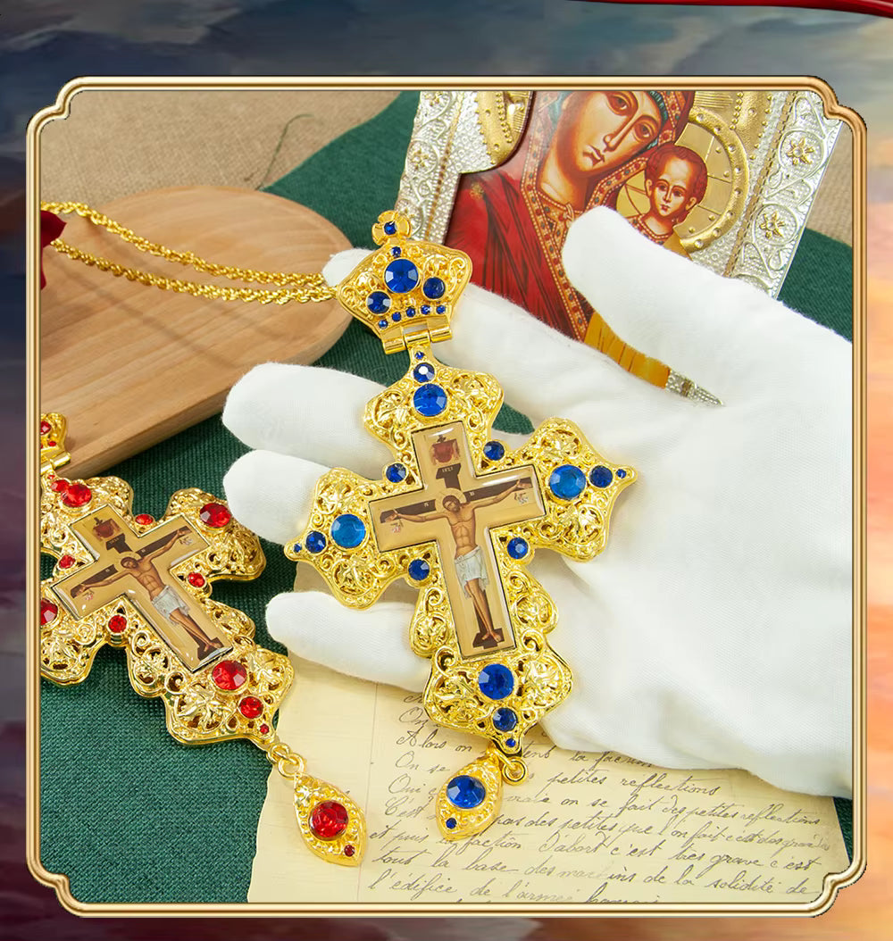 Pendentif Croix Orthodoxe Orientale Ajourée en Alliage — Bijou de Prière et Cadeau Religieux