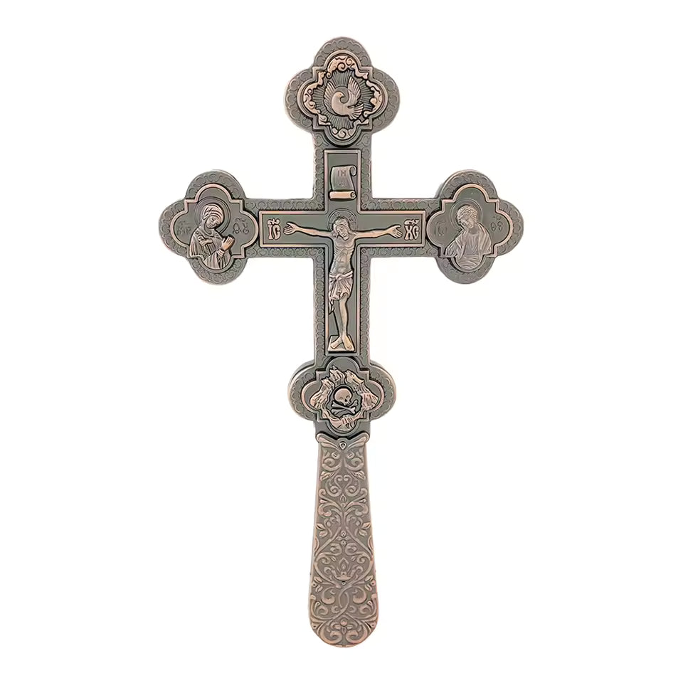 Hand-Held Blessing Cross, 8.5 Inches, Zinc Alloy
