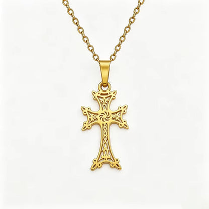 Collana Ciondolo Croce Armena Traforata — Placcato Oro 18K