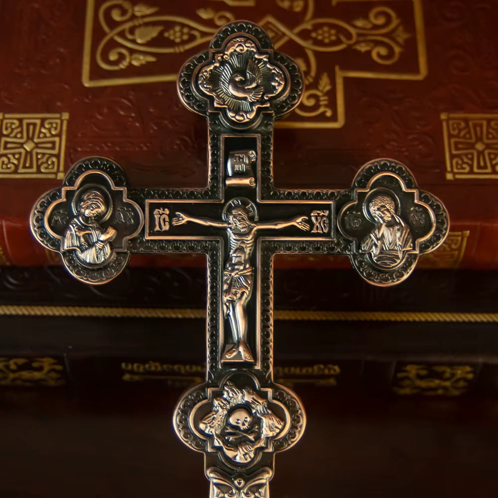 Hand-Held Blessing Cross, 8.5 Inches, Zinc Alloy