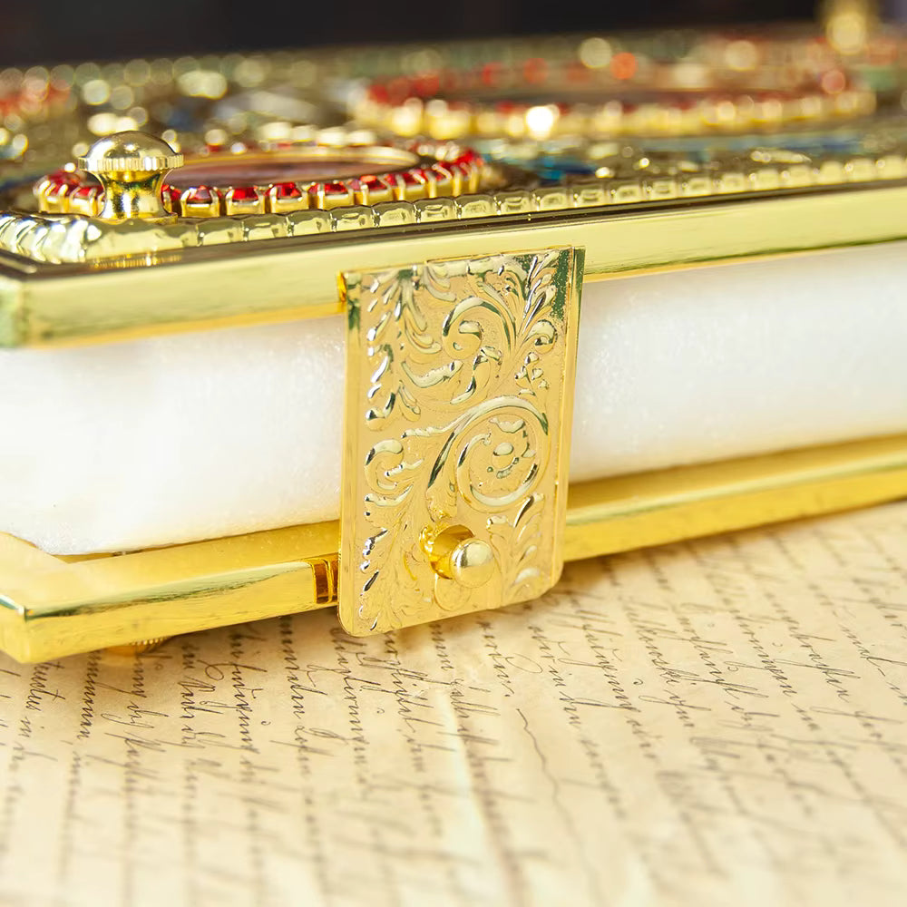 Protège-Évangile Orthodoxe Doré avec Icônes Religieuses — Couverture Bible Évêque Plaquée Or