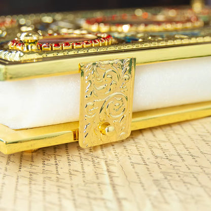 Protège-Évangile Orthodoxe Doré avec Icônes Religieuses — Couverture Bible Évêque Plaquée Or