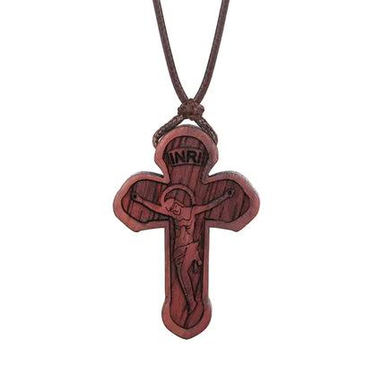 Russian Orthodox Cross Necklace in Ebony Wood