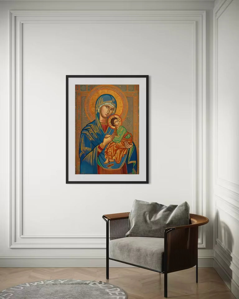 Icône Orthodoxe Russe de la Mère de Dieu, Impression sur Toile
