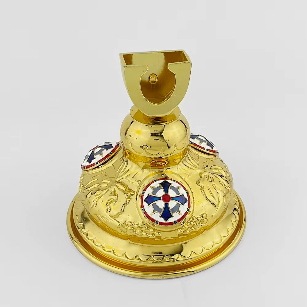 Support de Croix Orthodoxe en Métal, Artisanal