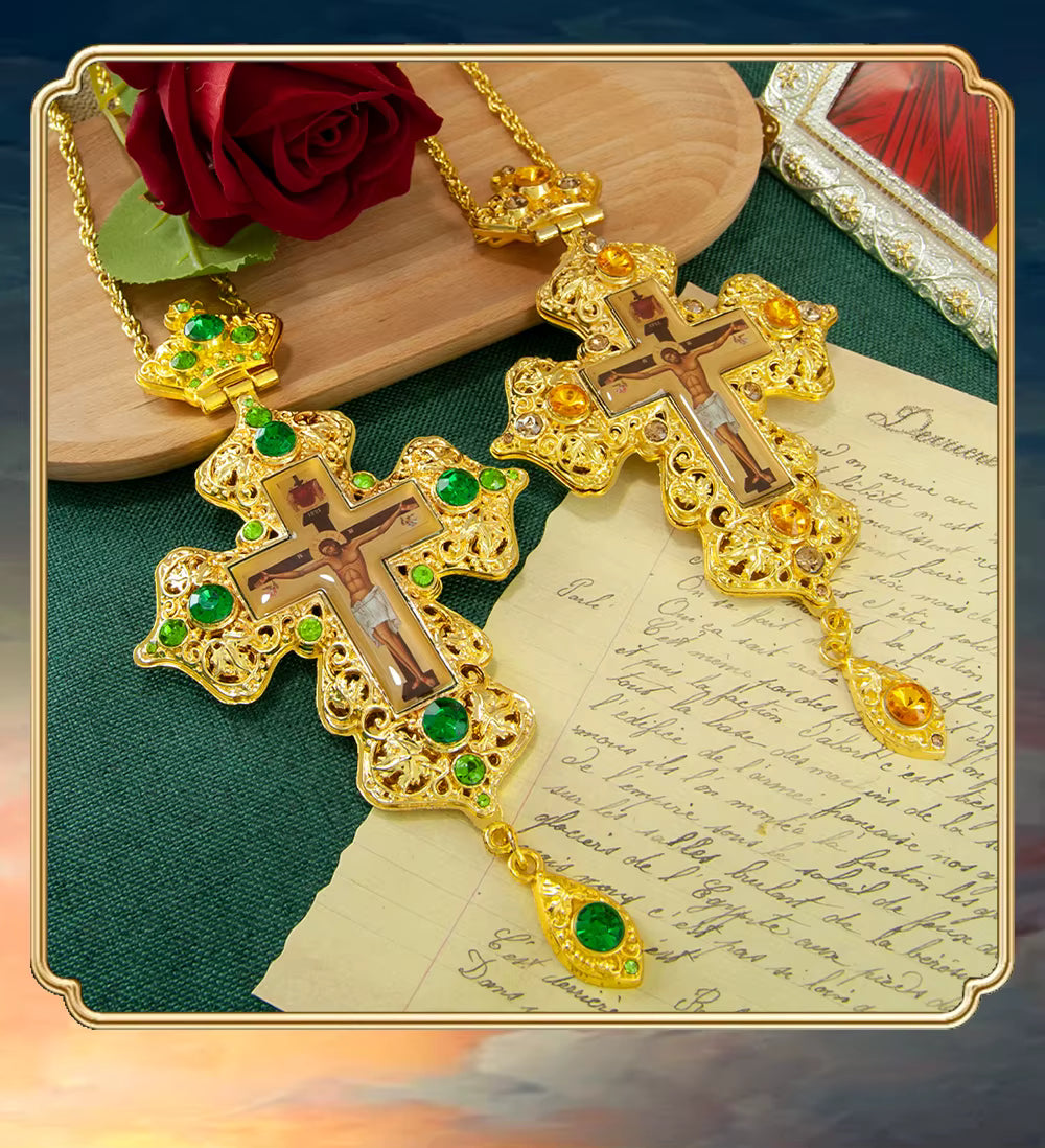 Pendentif Croix Orthodoxe Orientale Ajourée en Alliage — Bijou de Prière et Cadeau Religieux