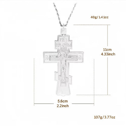 Collier Croix Orthodoxe Orientale avec Crucifix — Pendentif Plaqué Or ou Argent pour Homme