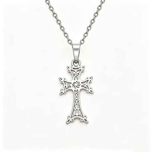 Collana Ciondolo Croce Armena Traforata — Finitura Argentata