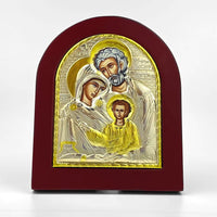 Byzantine Holy Family Greek Orthodox Icon — Wood and Gold Alloy Frame, 19 cm  
