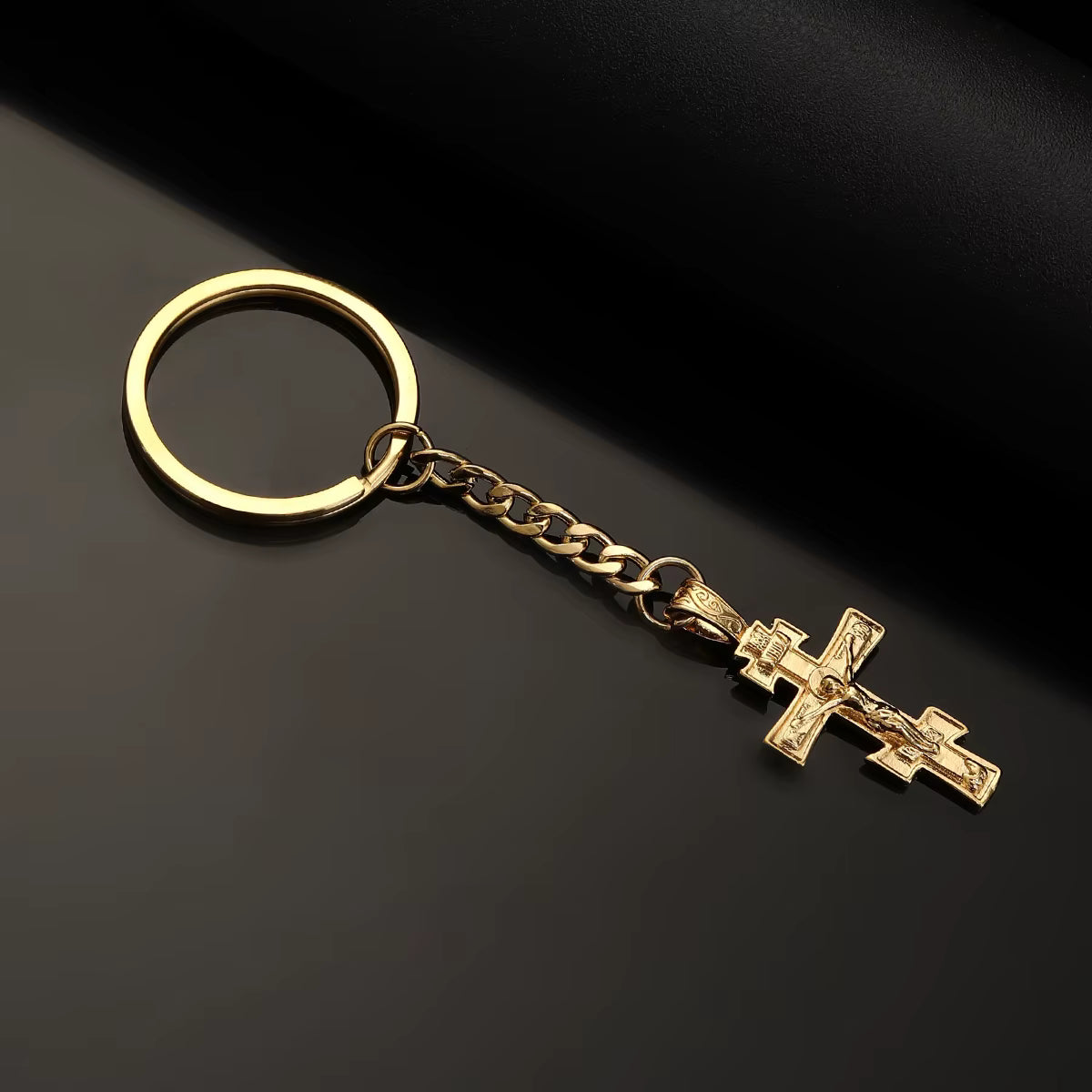 Porte-clés Croix Orthodoxe Éternelle en Acier Inoxydable