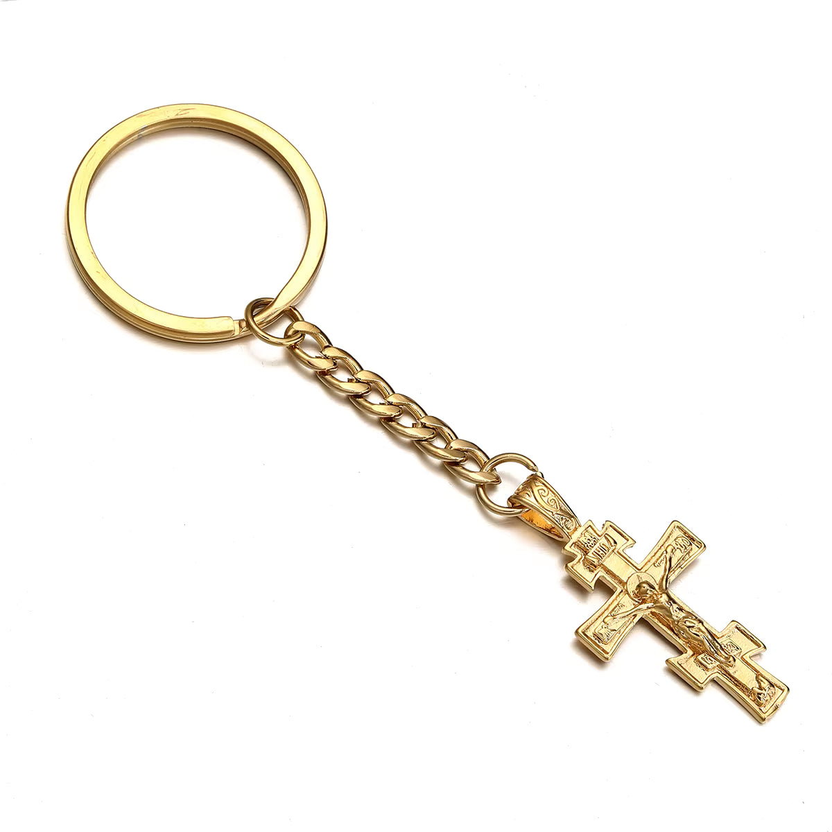 Porte-clés Croix Orthodoxe Éternelle en Acier Inoxydable