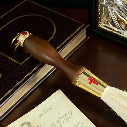 Goupillon d'Aspersion Orthodoxe, 15 Pouces, Manche en Bois