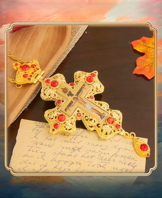 Pendentif Croix Orthodoxe Orientale Ajourée en Alliage — Bijou de Prière et Cadeau Religieux