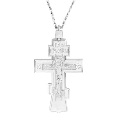 Collier Croix Orthodoxe Orientale avec Crucifix — Pendentif Plaqué Or ou Argent pour Homme