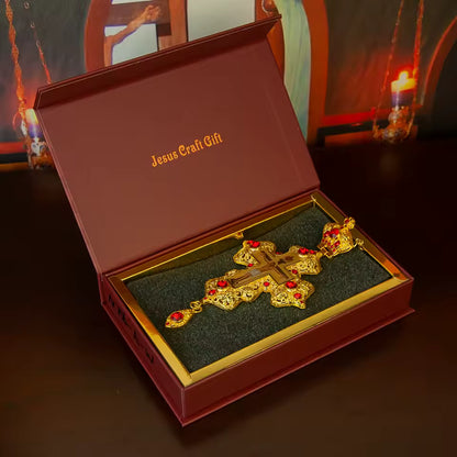 Pendentif Croix Orthodoxe Orientale Ajourée en Alliage — Bijou de Prière et Cadeau Religieux