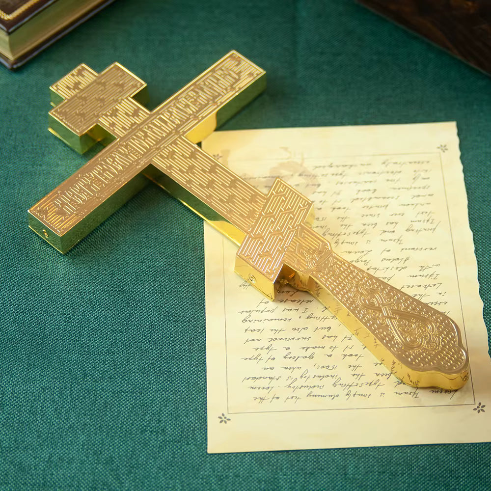 Croix Orthodoxe de Bénédiction Émaillée avec Support