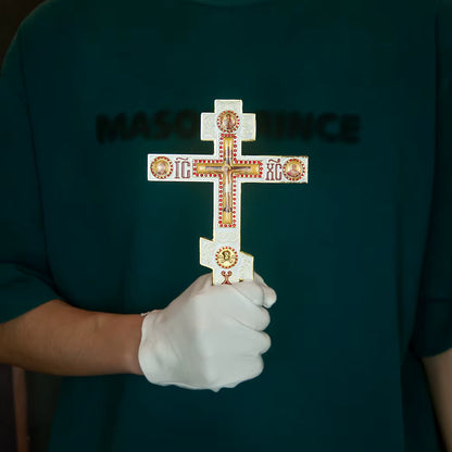 Croix Orthodoxe de Bénédiction Émaillée avec Support